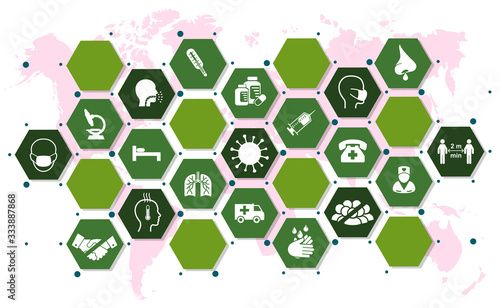 Сorona virus infographic illustration. Concept with protective antivirus icons related to coronavirus, 2019-nCoV, COVID-19  infection from China – vector for stock