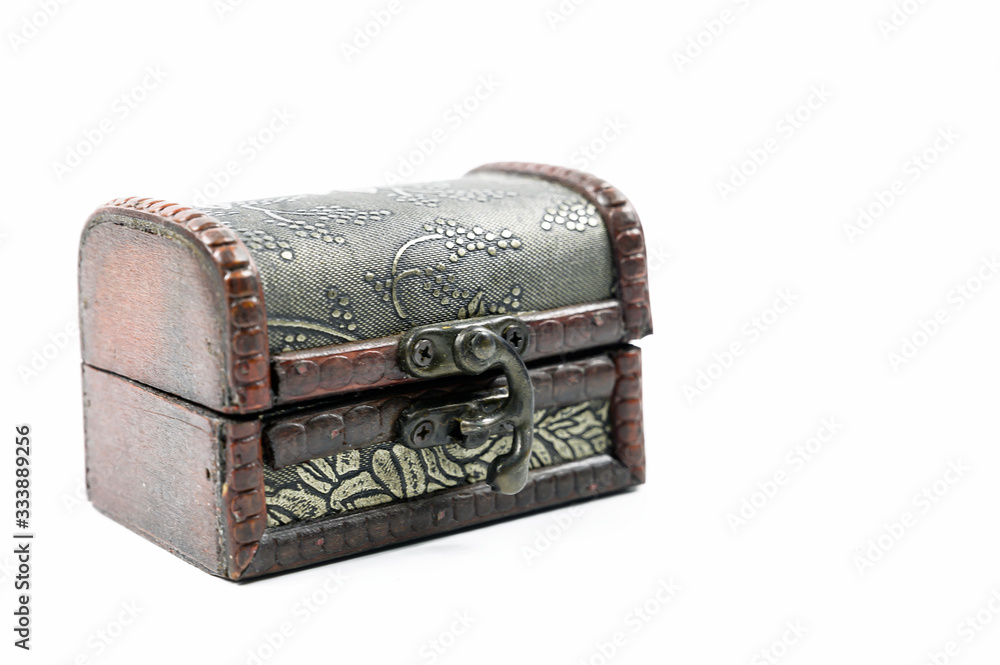 Mini treasure chest on a white background Mini treasure chest on a white background