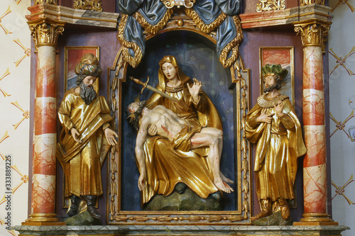 The altar of Our Lady of Sorrows in the church of Saint Barbara in Vrapce, Zagreb, Croatia