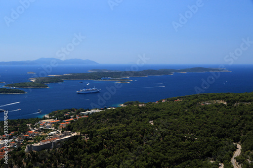 Paklinski Islands and Hvar city, view from Napoleon fortress in Hvar island, Croatia