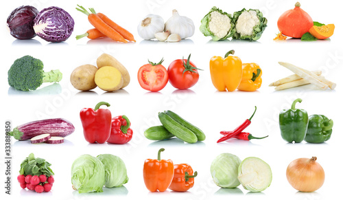 Collection of vegetables tomatoes carrots lettuce pumpkin fresh food vegetable potatoes isolated