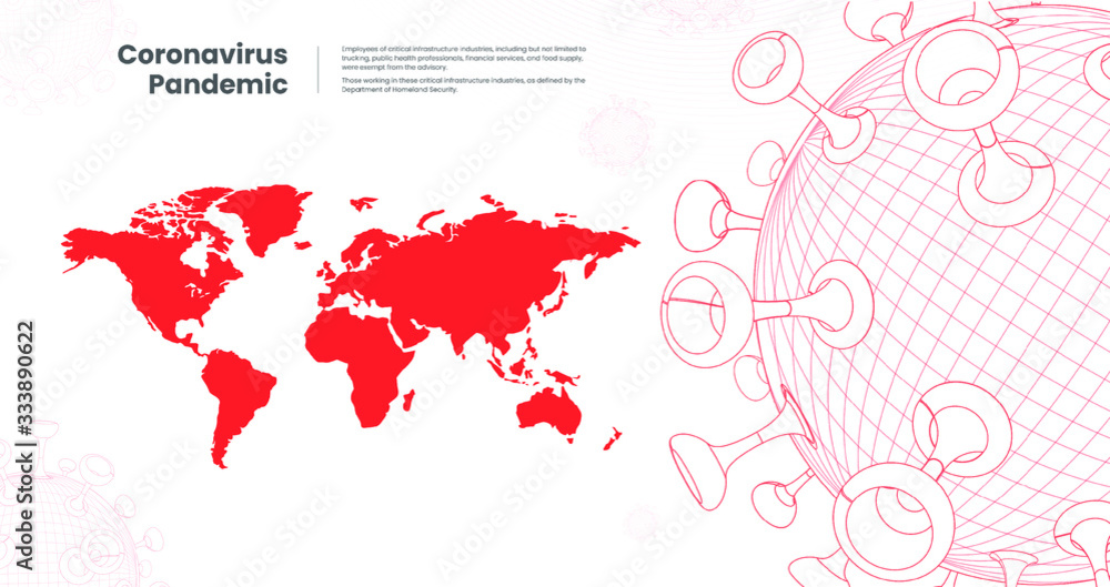 Fototapeta premium Red Corona virus Pandemic Disease Spreading fast around the World, 3D geometric render design