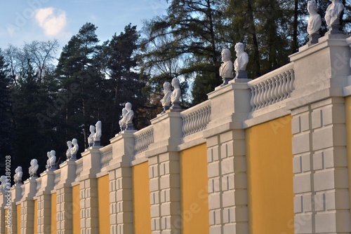 Statues. Architecture of Archangelskoye public park in Moscow region, Russia.