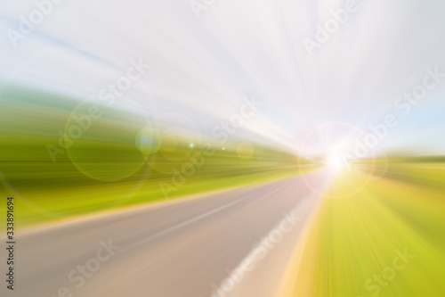 Blurred dynamic background. Speed on the road. Car track in motion.