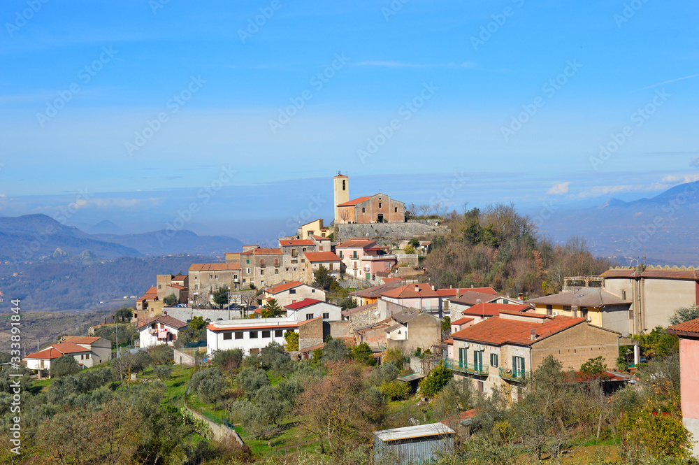 Panoramic view of a small village in the province of Caserta, Italy