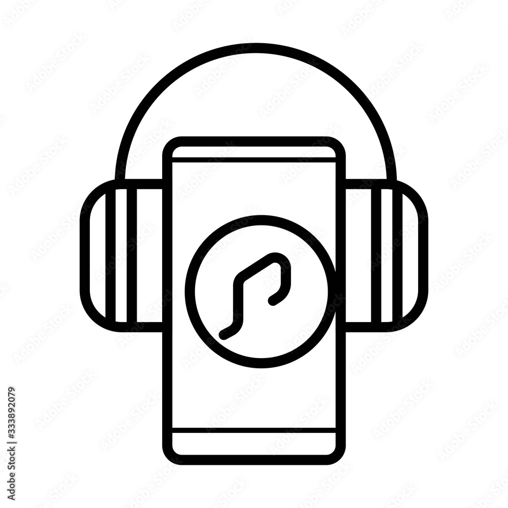 Headphones and smartphone icon vector Headphones and smartphone icon vector