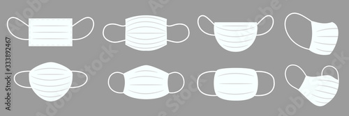 Set of protective individual face masks icons - stock vector