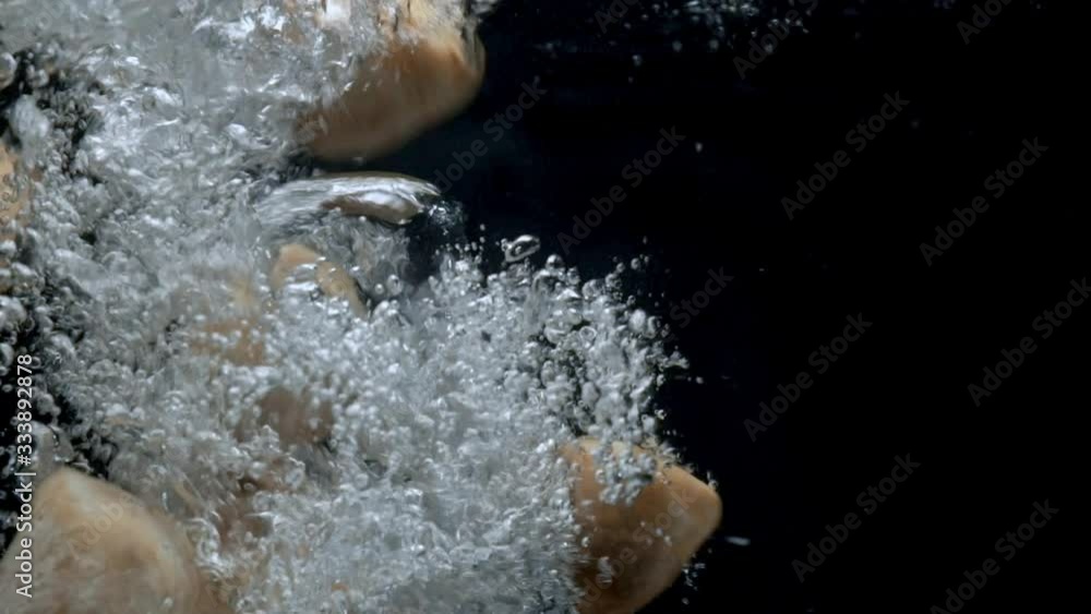 Straw Mushroom Drop In Water Slow Motion Straw Mushroom Drop In Water Slow Motion