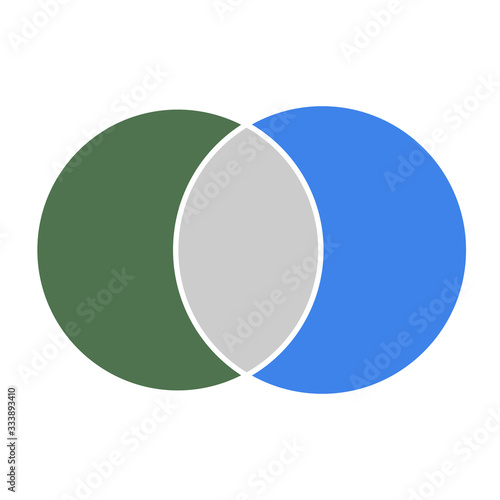 Venn diagram maths vector, Negative space, color modern icon - isolated on white background