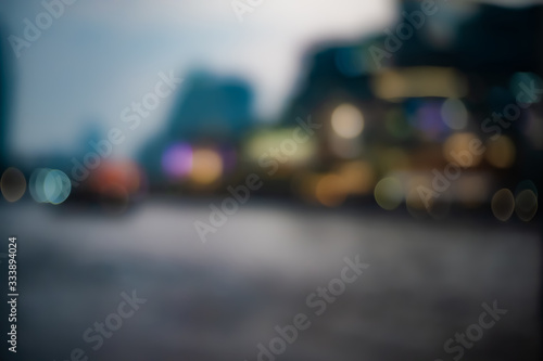 Abstract city blur background with bokeh lights at Night city street lights bokeh background 