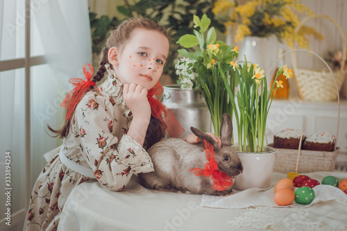 little girl with rabbit