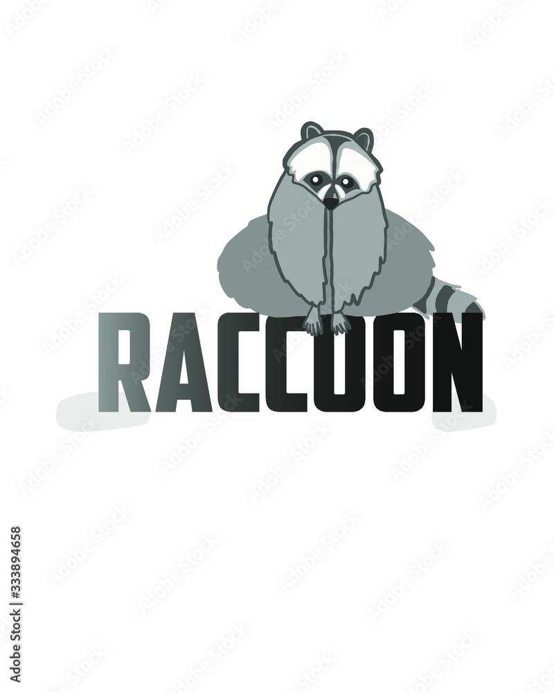 vector illustration of a raccoons with text, logo, company name. Cute raccoon