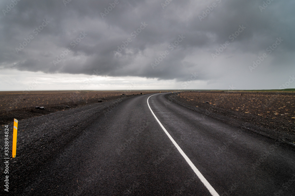 Black road cloudy