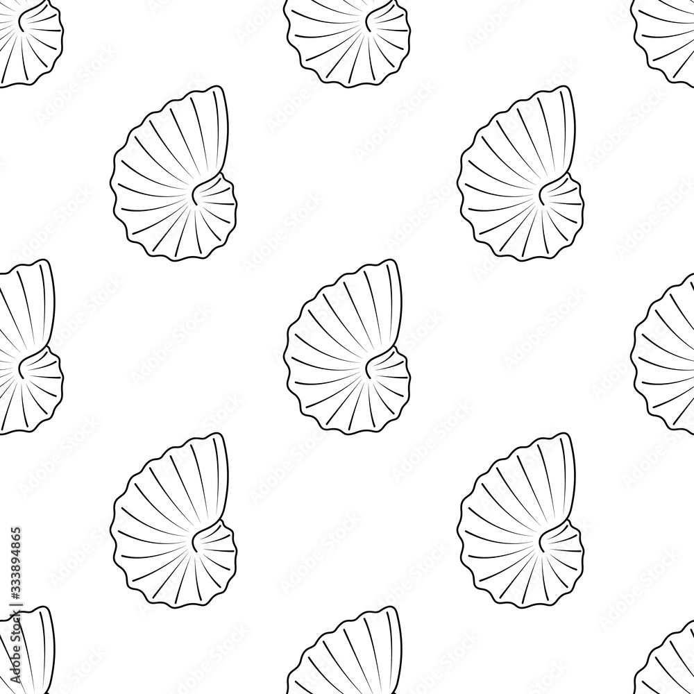 Vector seamless pattern with hand drawn seashells. Beautiful marine design elements for print, packaging, textile, wrapper. Vector seamless pattern with hand drawn seashells. Beautiful marine design elements for print, packaging, textile, wrapper.