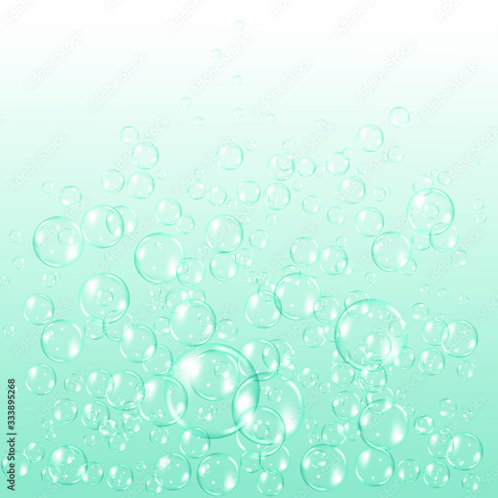 Flying rainbow transparent soap bubbles on checkered background.Reaistic colored balls.Vector texture.