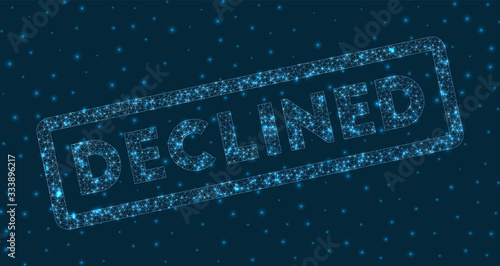Declined word in digital style. Glowing geometric Declined badge. Beautiful vector illustration.