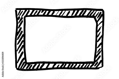 Frame hand drawn in black. Dark border isolated on white background. Monochrome design element. Digitally generated image. Vector illustration, Eps 10.