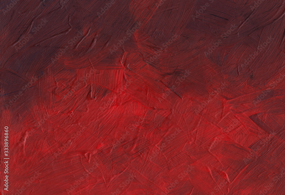 Dark red textured background painting. Black and red gradient backdrop. Rough brush strokes on canvas.