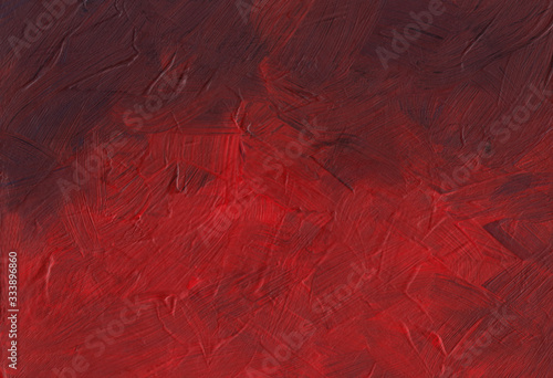 Dark red textured background painting. Black and red gradient backdrop. Rough brush strokes on canvas.