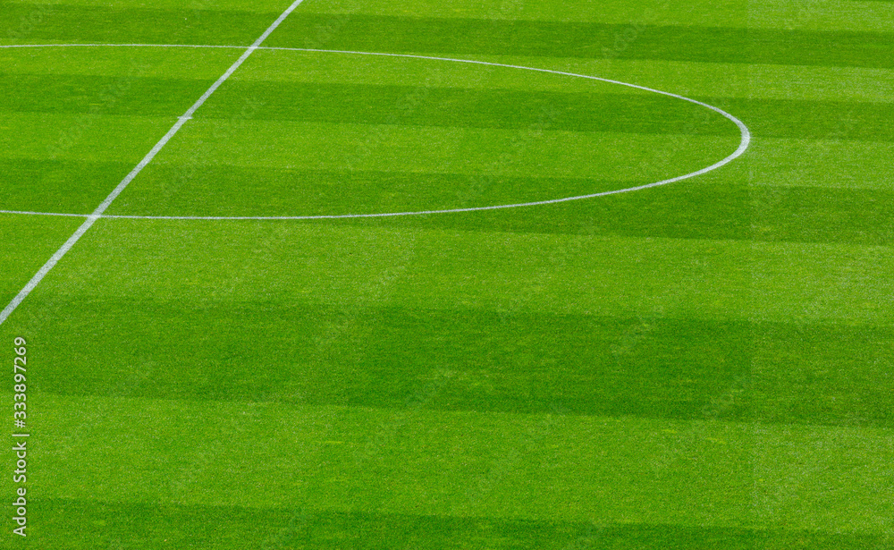 Obraz premium Empty soccer's field at the stadium during quarantine