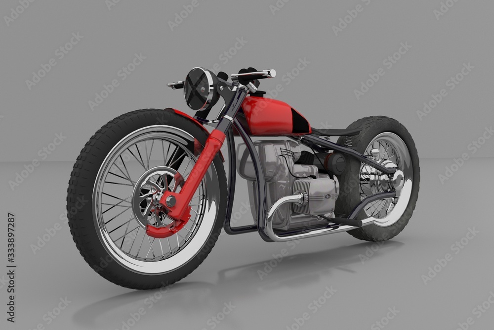 Fototapeta premium бобер мотоцикл городской мотоцикл гоночный мотоцикл модель мотоцикла байк кастомайзинг жесткая рама бак сиденье спицы двигатель цилиндры колеса покрышки диски трубы цепь звездочка тормозной диск фа
