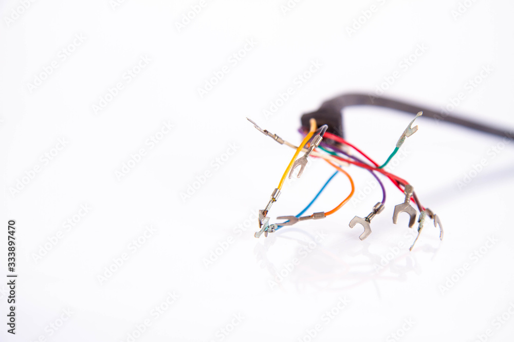 Group of colored cables on a white background Group of colored cables on a white background