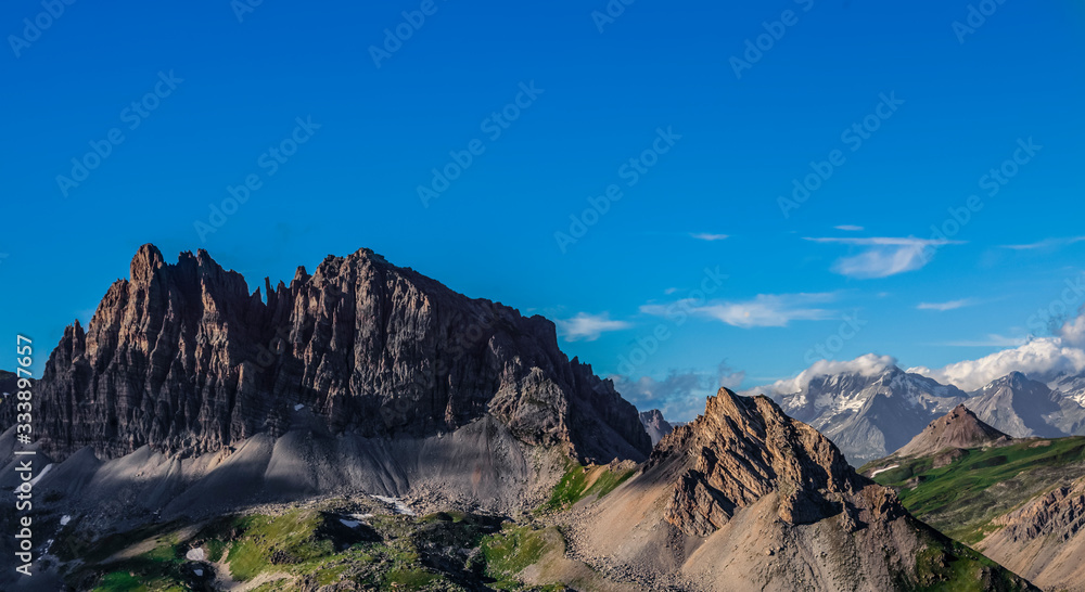 Impressive view of Grand Seru mountain (2889m) located in Massif des Cerces in Hautes Alpes in France.