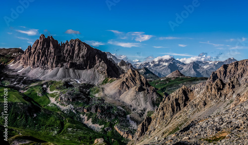 Impressive view of Grand Seru mountain (2889m) located in Massif des Cerces in Hautes Alpes in France.