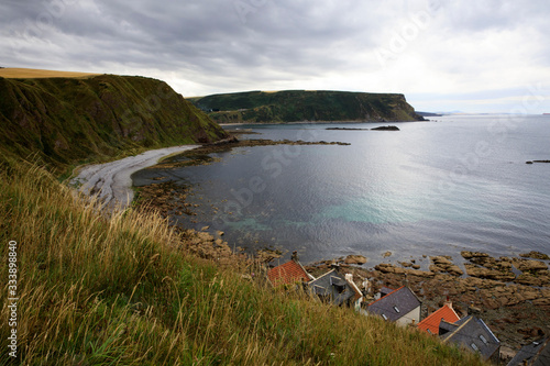 Crovie village (Scotland), UK - August 01, 2018: Crovie village, Banff, Scotland, Highlands, United Kingdom