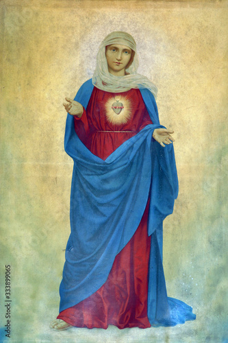 Canvas Print Immaculate Heart of Mary, altarpiece in the Holy Trinity Parish Church in Klenov