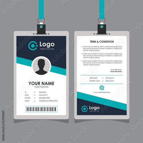 Obraz na plátne Simple Clean Blue Geometric Id Card Design, Professional Identity Card Template