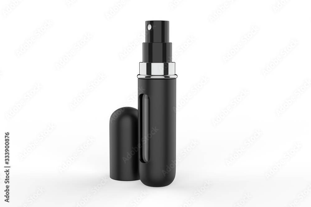Blank Refillable Aluminum Atomizer For Branding, 3d render illustration. Blank Refillable Aluminum Atomizer For Branding, 3d render illustration.