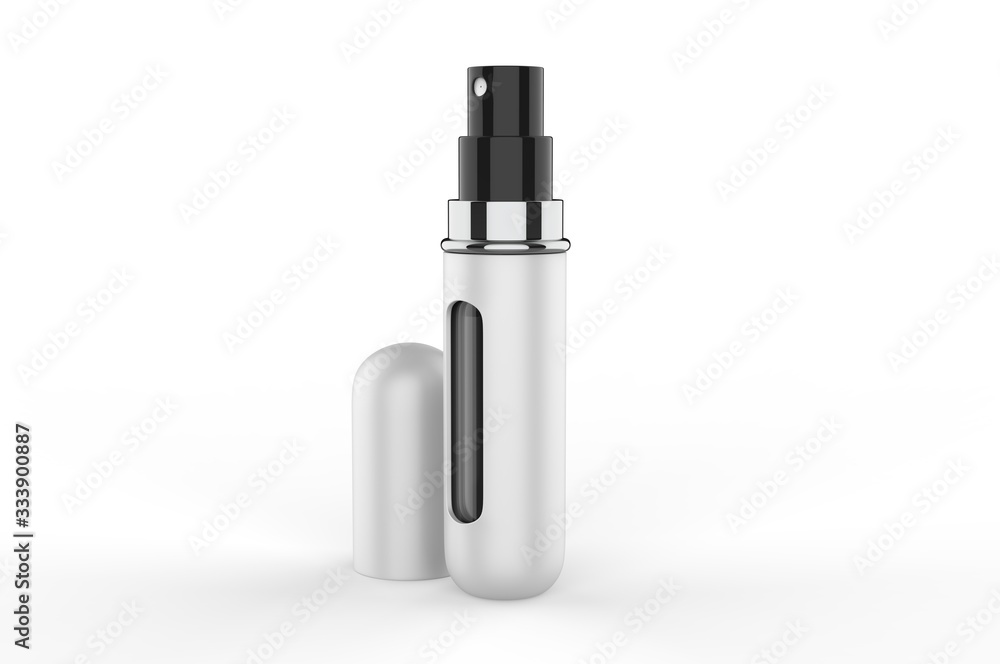 Blank Refillable Aluminum Atomizer For Branding, 3d render illustration. Blank Refillable Aluminum Atomizer For Branding, 3d render illustration.
