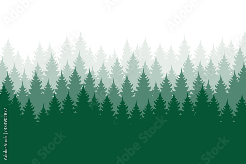 Forest background, nature, landscape. Evergreen coniferous trees. Pine, spruce, christmas tree. Silhouette vector © meranda