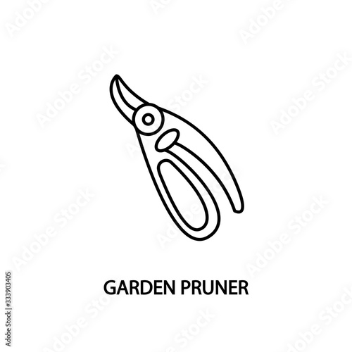 Garden pruner line flat icon. Concept for web banners, site and printed materials. Florist tool for cutting branches and leaves.