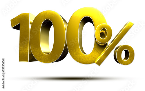 фотографія 3D illustration 100 Percent Gold isolated on a white background