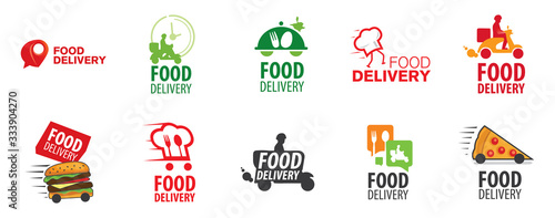 Fototapeta Naklejka Na Ścianę i Meble -  Vector logo of food delivery, courier delivery