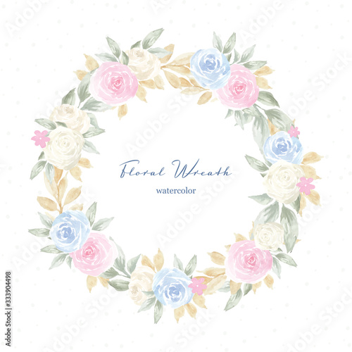 watercolor floral wreath with floral pastel color