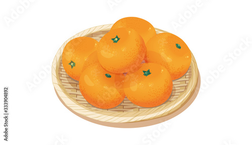 ざるに盛ったみかん