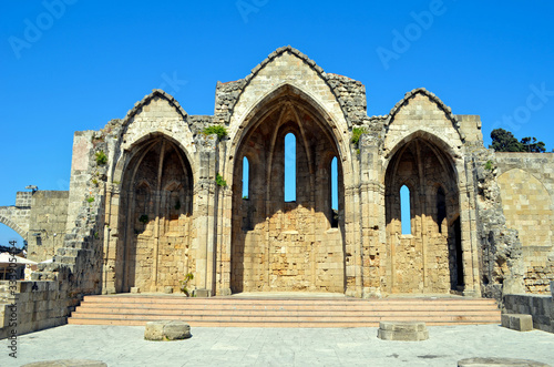 Ruin of ancient capella in Rhodes old town photo