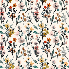 Stickers Vintage bloemen patronen Wilde aquarel bloemen botanisch dessin  © Asrulaqroni