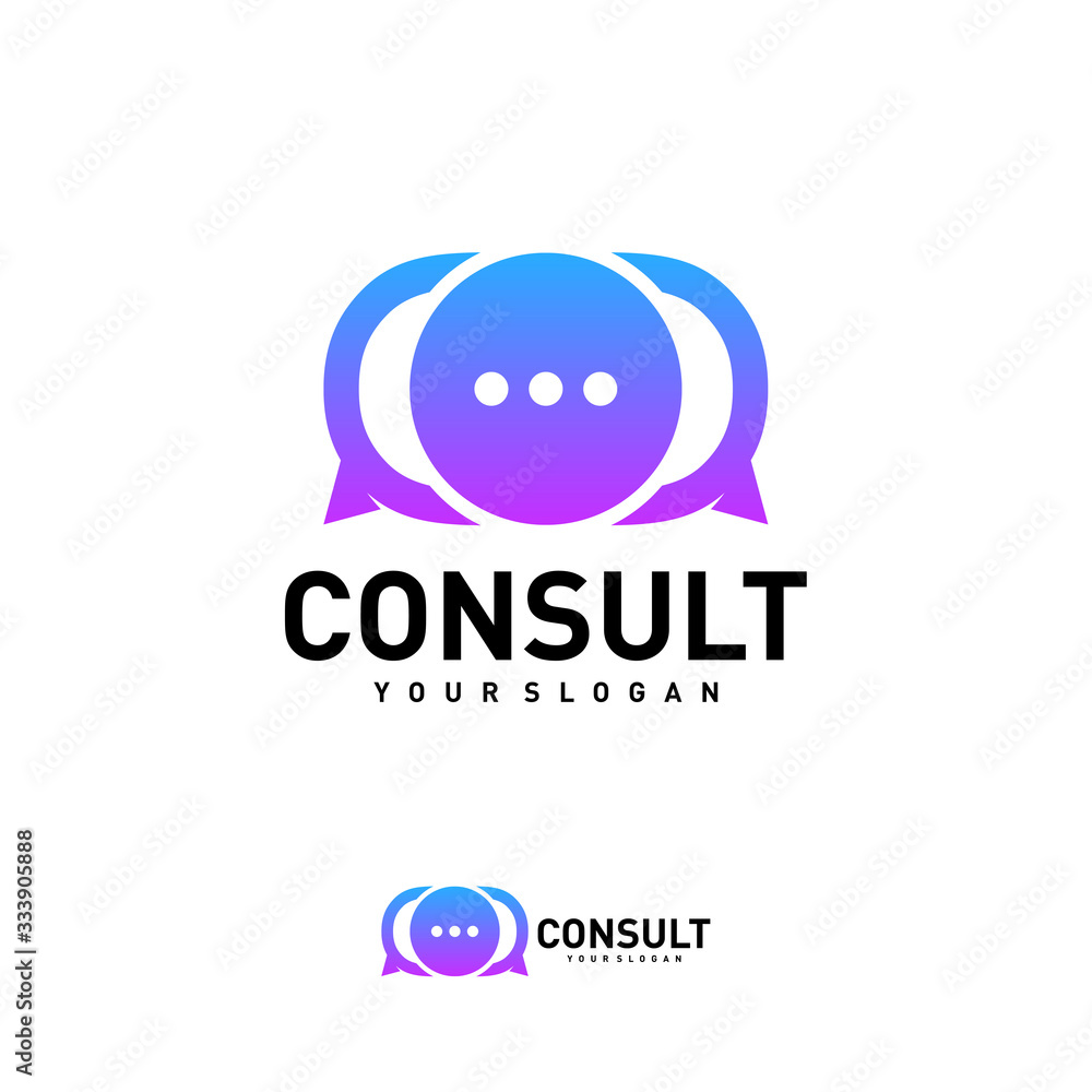 Business consulting logo template. Speech bubble vector design. Consult logotype
