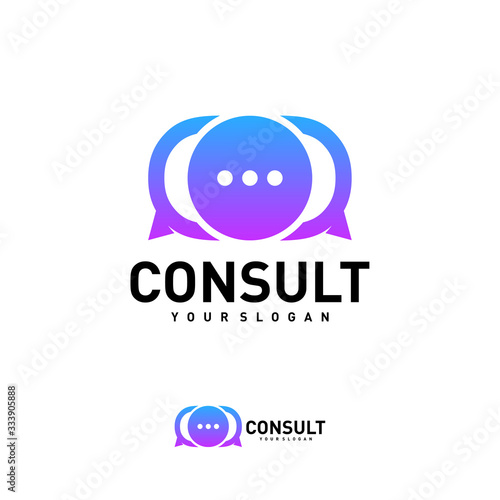 Business consulting logo template. Speech bubble vector design. Consult logotype