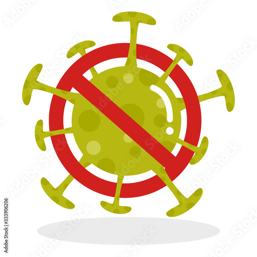 Vector of stop diseases signs, icon for stop coronavirus symbol, bacteria inside circle illustration isolated on white background.