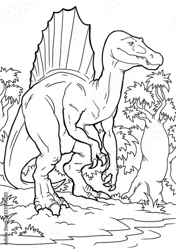 Coloring book for children with a dinosaur