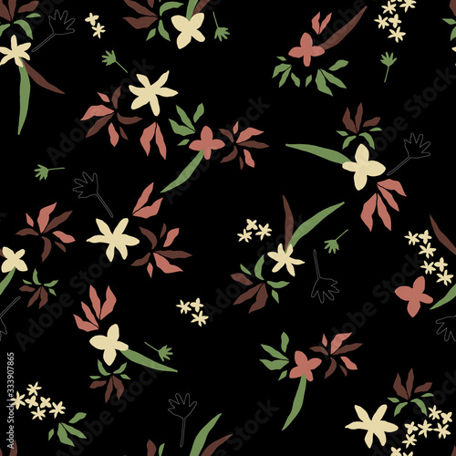 Seamless floral pattern with hand draw spring flower