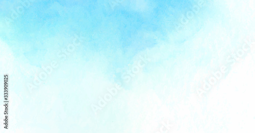 Blue sky and clouds, hand painted abstract watercolor background