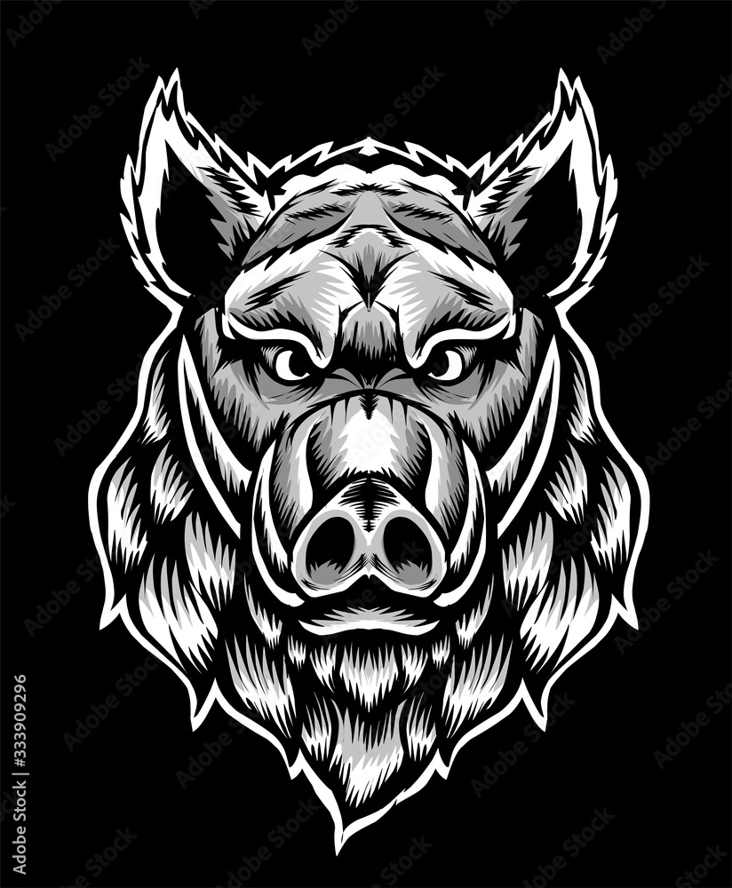 Fototapeta premium Illustration vector wild boar's head-design.