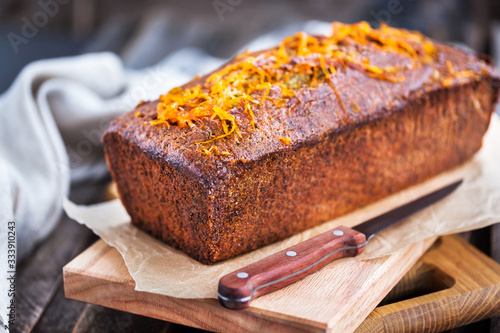 Delicious homemade orange and poppy seeds loaf cake