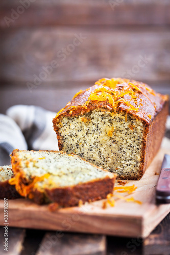 Delicious homemade orange and poppy seeds loaf cake